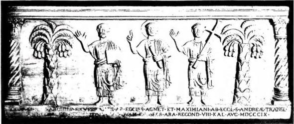 Above: SARCOPHAGUS KNOWN AS OF S. ESUPERANZIO, front part - Ravenna, Basilica metropolitana.