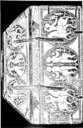 Above left: RELIQUARY CASKET in ivory (12th cent.) - Biblioteca Vaticana, Museo sacro. Above right: RELIQUARY CASKET in wood inlaid with ivory and enamels. Moorish art (12th-13th cent.) - Tortosa (Tarragona), Cathedral. Below left: RELIQUARY CHEST OF ST. GIO-CONDO, bishop of Aosta, begun in 1613, finished in 1615 - Aosta, Cathedral. Below right: RELIQUARY URN OF ST. BERNARD CALVO. Work by Juan Matons (18th cent.) - Vich, Cathedral.