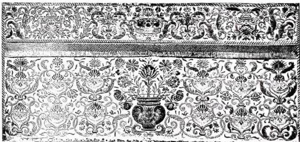 Above: ALTAR FRONTAL EMBROIDERED IN CORAL (17th cent.) - Palermo, church of S. Giuseppe dei Teatini.
