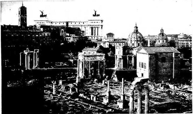 Above: OLDEST PART OF THE FORUM, in the background the Tabularium.