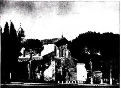 Above left: EXTERIOR OF THE CHURCH OF ST. NEREUS AND ACHILLEUS. 9th cent., restored in 1997. Above right: SQUARE OF THE CONVENT OF ST. JOHN AND PAUL. The church is 5th cent., restored in the 12th cent. The facade was revealed by the restorations of 1949. Below left: NARTHEX OF THE ANCIENT BASILICA O
