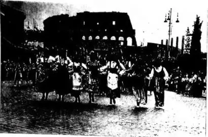 Above left: PARADE OF THE YOUNG WOMEN OF CATHOLIC ACTION ON THE VIA DEI FORI IMPERIALI - Rome, 4 Sept. 1948, thirtieth anniversary of the G. F. A. C. Above right: THE IMAGE OF THE MADONNA DEL DIVINO AMORE carried in procession through the streets of Rome (1944). Below left: EUCHARISTIC CONGRESS OF M