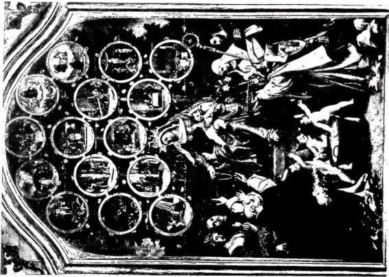 Left: THE VIRGIN OF THE ROSARY. Painting by Sassoferrato (1643) - Rome, basilica of St. Sabina.
