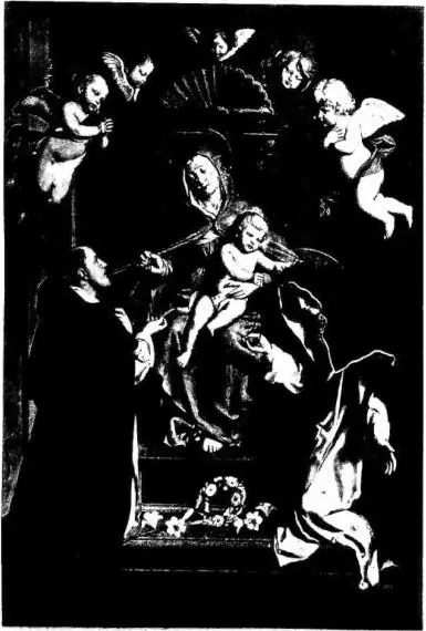 Left: THE VIRGIN OF THE ROSARY. Painting by Sassoferrato (1643) - Rome, basilica of St. Sabina. Right: MADONNA OF THE ROSARY BETWEEN SAINTS. In the roundels are depicted the 15 mysteries: joyful, sorrowful and glorious. Painting by Lorenzo Lotto (1539) - Cingoli, church of St. Dominic.