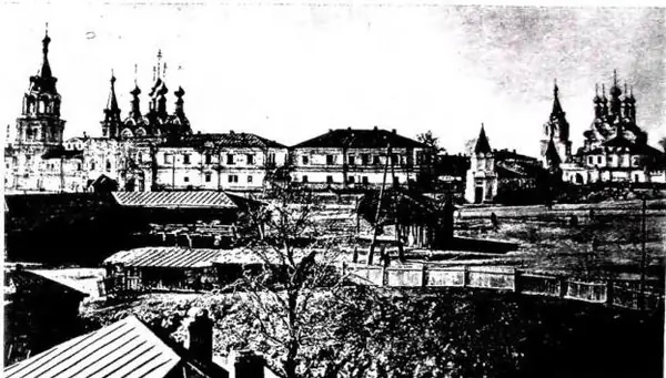 Above: VIEW OF MUROM ON THE OKA RIVER. On the left the monastery of the Most Holy Trinity (16th cent.). On the right the monastery of the Annunciation (a. 1563). Below: VIEW OF SUZDAL, ancient city and independent principality in Russia, with the monastery of the Protection of the B. V. Mary (16th c
