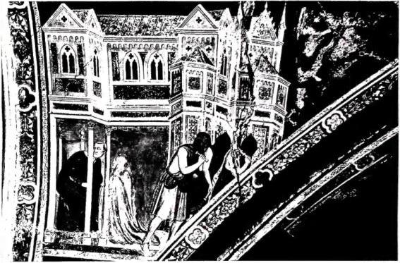 PENANCE AND EUCHARIST. Frescoes by P. da Oderisio (14th cent.) - Naples, church of the Incoronata.
