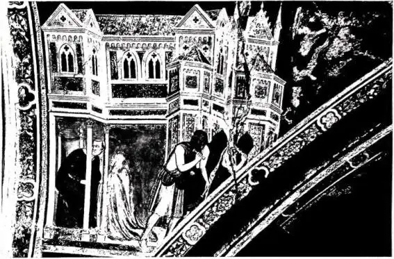 PENANCE AND EUCHARIST. Frescoes by P. da Oderisio (14th cent.) - Naples, church of the Incoronata.