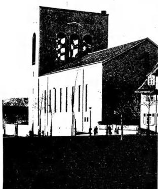 Above left: THE MODERN CHURCH OF S. PAOLO - Zurich. Above right: THE MODERN CHURCH OF S. ANTONIO - Basel. Below left: CITY HALL, built in 1406, rebuilt in 1939-42 - Bern. Below right: CHARACTERISTIC STREET OF A SWISS TOWN - Solothurn.