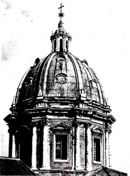 Left: DRUM with paired columns of the church of S. Andrea della Valle. Work by C. Maderno (1608) - Rome. Right: OCTAGONAL DRUM with volute brackets of the church of S. Maria della Salute begun in 1631. Work by B. Longhena - Venice.