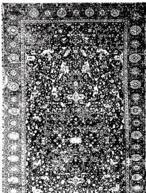 Above left: CARPET with central medallion with hunting scenes among tangles of stems with leaves and flowers from north-western Persia (1522) - Milan, Museo Poldi-Pezzoli. Above right: PRAYER CARPET (17th cent.) - Smyrna. Below left: CARPET in silk and silver, of the so-called Shah Abbas I type (late 16th cent.) - Venice, basilica of S. Marco. Below right: CARPET with plant decoration, of the so-called Herat type (17th cent.). Detail - Florence, Museo civico.