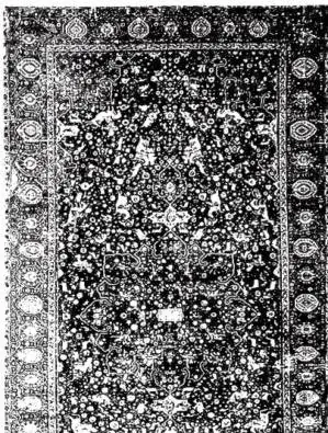 Above left: CARPET with central medallion with hunting scenes among tangles of stems with leaves and flowers from north-western Persia (1522) - Milan, Museo Poldi-Pezzoli. Above right: PRAYER CARPET (17th cent.) - Smyrna. Below left: CARPET in silk and silver, of the so-called Shah Abbas I type (lat