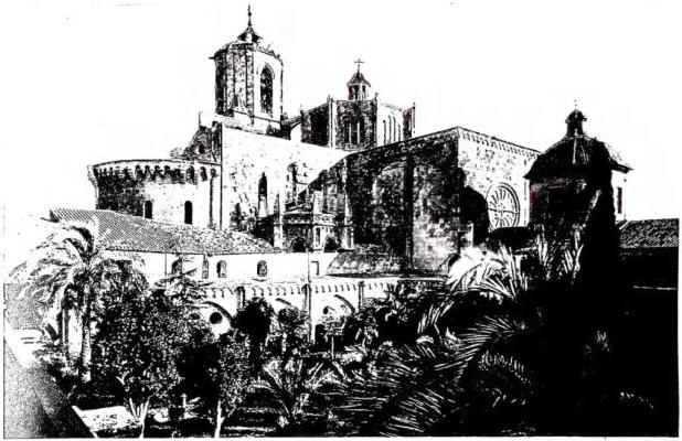 Above: EXTERIOR OF THE CATHEDRAL - Tarragona. Below left: CHAPEL OF ST. PAUL (13th cent.) - Tarragona, Seminary. Below right: INTERIOR OF THE CATHEDRAL (12th-13th cent.) - Tarragona.