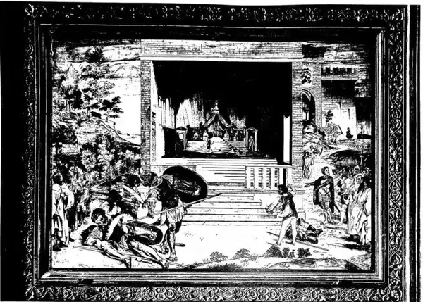 STORIES OF DAVID, in the foreground the killing of the giant Goliath. Inlay in the choir (1st half of the 16th cent.) of the church of S. Maria Maggiore, work by the Capodiferro after a cartoon by Lorenzo Lotto - Bergamo.