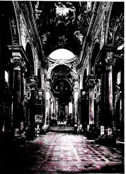 A sinistra: INTERNO DELLA CHIESA DI S. SIRO, ricostruita da A. Ceresola nel 1575, dopo l'incendio del 1478 - Genova. In alto a destra: INTERNO DELLA CHIESA DI S. GIUSEPPE, costruita dall'arch. G. Beato (1612) Teatino - Palermo. In basso a destra: INTERNO DELLA CHIESA DI S. PAOLO MAGGIORE, costruita 