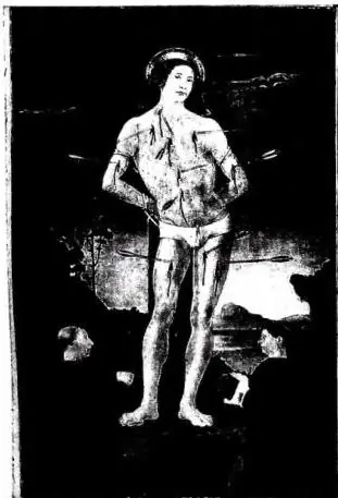 In alto a sinistra: S. SEBASTIANO E DUE DONATORI. Dipinto attribuito a Antoniazzo Romano (seconda metà del sec. xv) - Roma, Museo di Palazzo Venezia. In alto a destra: S. SEBASTIANO. Dipinto di Antonello da Messina (1475 ca.) - Dresda, Pinacoteca. In basso: S. SEBASTIANO. Scultura di Antonio Giorgin