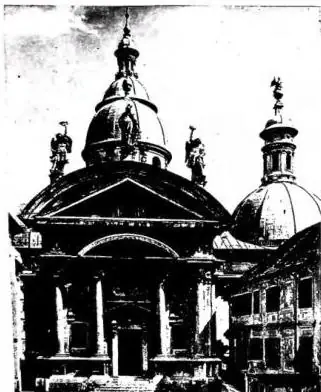 In alto a sinistra: MAUSOLEO DI FERDINANDO II, dell'architetto Pietro di Pomis (1614-33), terminato da Pietro Valnegro (1638) - Graz. In alto a destra: INTERNO DELLA CHIESA ABBAZIALE DI SECKAU, costruita nel 1142-64, restaurata nel 1890. All'inizio del coro, in alto sotto la volta, gruppo della Croc