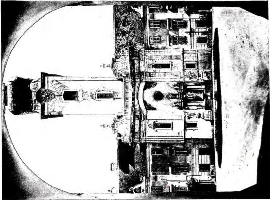 Left: MONUMENTAL ENTRANCE of the Abbey built between 1719 and 1747 by Giuseppe Munggenast and Giovanni Gottardo Hayberger. In the foreground the statue of St. Peter on the church steps. Right: FACADE OF THE ABBEY CHURCH (1707-11).