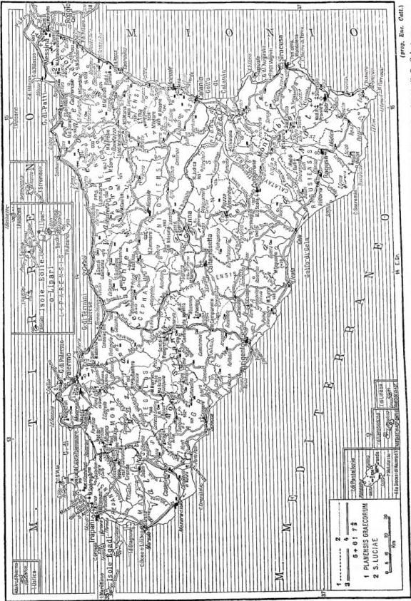 1. Province boundaries - 2. Boundaries of ecclesiastical district - 3. Roads - 4. Railways - 5. Cemeteries - 6. Oratories - 7. Archimandrite of S. Salvatore.
