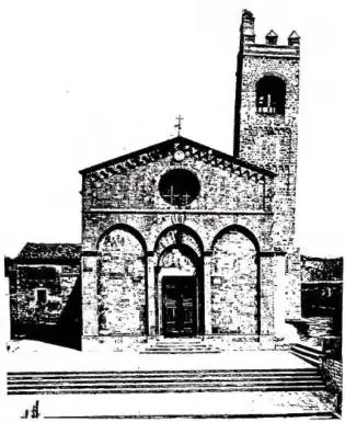 Above left: EXTERIOR OF THE COLLEGIATE CHURCH of S. Agata (14th cent.) - Asciano near Siena. Above right: EXTERIOR OF THE CHURCH OF S. MARIA DI PROVENZANO, work by Flaminio del Turco (1594) on a design by fra' D. Schifardini - Siena. Below left: THE FONTEBRANDA in the reconstruction of 1246 by Giov.