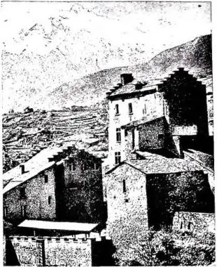 Above left: THE MAJORIE AND THE SÉNÉCHALIE of Sion. Above right: CHAPEL OF OGNISSANTI (1325) - Sion. Below: VIEW OF THE CITY with the castle (13th cent.) of Tourbillon and the fortified church (12th cent.) of Valère.