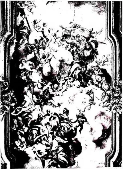 Left: TRIUMPH OF THE CATHOLIC FAITH over heresy through the work of the Dominican Order. Fresco in the vault of the sacristy of the church of S. Domenico Maggiore - Naples. Right: SELF-PORTRAIT - Florence, Uffizi.