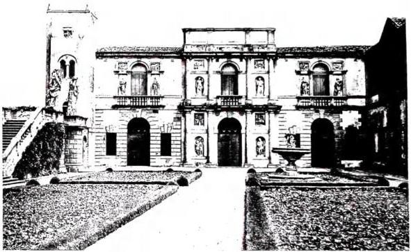 In alto: VILLA DUODO, ora Balbi-Valier, costruita su disegno di V. Scamozzi - Monselice.