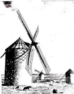Above left: WINDMILLS. Above right: VIEW OF A STREET IN GUADIX.