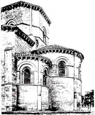 Above left: RESTORED APSES OF THE CHURCH OF S. MARTINO (11th cent.) - Fromista (Palencia).