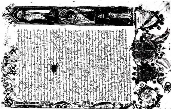 Left: CARD. ALBORNOZ RECEIVES THE PENTAPOLI IN DEDICATION. Below, verses in honour of Albornoz, card. of S. Sabina, and of Blasco Armando Belvuso, rector of the Marca in 1355. Miniature prefixed to the Registrum Recognitiorum et Iuramentorum Fidelitatis Civitatum in Provincia Marche Anconitate sub Innocento VI. Archivio Segreto Vaticano, armadio XXXV, 20, 6°. Right: INCIPIT OF THE REGISTRUM RECOGNITIONUM et Iuramentorum Fidelitatis Civitatum in Provincia Marche Anconitate sub Innocento VI. Below, coats of arms of Innocent VI (1352-62) and of the Papal State - Archivio Segreto Vaticano, armadio XXXV, 20, 7°.