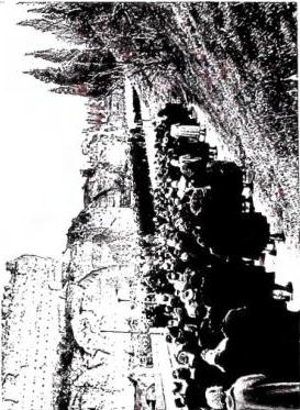 Above right: LENTEN STATION AT SS. APOSTOLI (1952). The notice board indicates for the following day the Station in the Basilica of S. Pietro. Above right: LENTEN STATION AT S. BALBINA (1952). The stational procession winds behind the Baths of Caracalla - Rome. Below left: LENTEN STATION AT S. MARIA IN TRASTEVERE (1952). Stational procession on the square of the Basilica - Rome. Below right: LENTEN STATION AT S. CLEMENTE (1952). Service at the high altar.