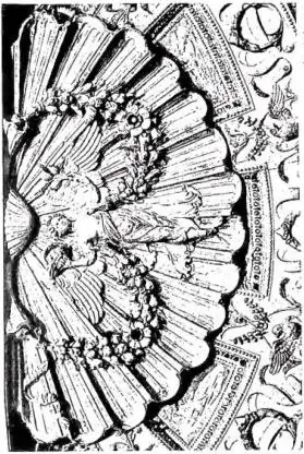 Above left: STUCCO DECORATION by A. Vittoria, and grotesques by G. B. Franco in the vault of the Scala d'Oro (1538-58) - Venice, Doge's Palace. Above right: STUCCO FIGURES. Detail of a vault decorated by Giovanni da Udine (16th cent.) - Rome, Villa Madama. Below left: STUCCOES AND FRESCOES by G. Bag
