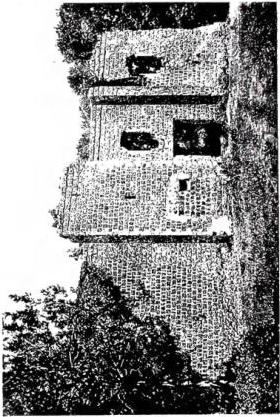 Above left: PORTA PIAGGIA - Sutri. Above right: RUINS OF THE MEDIEVAL CASTLE, called of Charlemagne - Sutri. Below left: INTERIOR OF THE CHURCH OF S. MARIA DEL PARTO, adapted into an Etruscan tomb - Sutri. Below right: CRYPT OF THE ROMANESQUE CATHEDRAL by Lombard masters (11th-12th cent.) - Sutri.