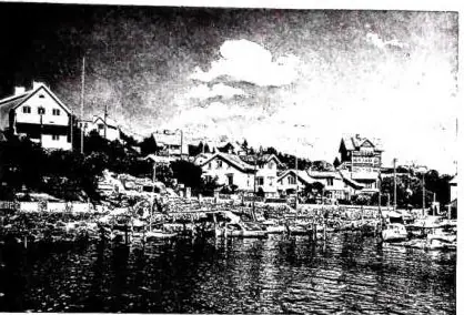 Above left: THE VILLAGE OF BOHULSAN on the Swedish west coast, one of the main fishing ports and an important seaside resort. Above right: THE ANCIENT CITY OF VISBY on the island of Gotland. Below left: THE GRIPSHOLM, begun in 1937 in Södermanland. Below right: NIGHT VIEW OF THE CITY HALL on the sho