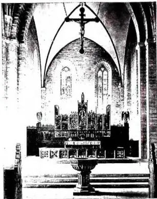 Above left: INTERIOR OF THE MONASTERY CHURCH of Vadstena built between 1388 and 1430, now a Lutheran parish church. Above right: INTERIOR OF THE CATHEDRAL (13th cent.). - Lund. Below left: PORTAL OF THE CHURCH OF S. GIACOMO, work by Wale (16th cent.) - Stockholm. Below right: ABBEY CHURCH OF VARNHEM