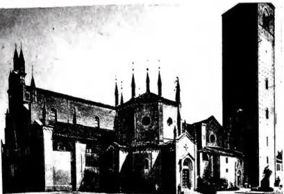 In alto a sinistra: FIANCO DEL DUOMO (1405-56), BATTISTERO (sec. XIII) E CAMPANILE (1329-1492) - Chieri. In alto a destra: IL CASTELLO DEL VALENTINO visto dal Po, costruito nel 1633-38 su progetto di Carlo di Castellamonte - Torino. In basso a sinistra: FACCIATA DI PALAZZO CARIGNANO, opera di G. Gua