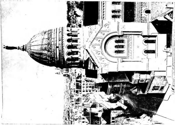Left: EXTERIOR of the Cathedral (13th-16th cent.) - Tours. Right: THE CHURCH OF ST. MARTIN, built by the architect Laloux between 1897 and 1924 - Tours.