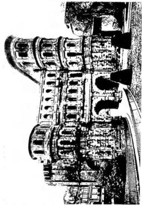 Left: ABBEY CHURCH OF PRÜM (13th cent.) - Above right: THE MONUMENTAL ROMAN GATE KNOWN AS PORTA NIGRA - Trier. Below right: VIEW OF THE WESTERN PART OF THE CATHEDRAL (1040-75) AND OF THE CHURCH OF OUR LADY (Liebfrauenkirche, 1242-53) - Trier.