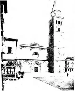In alto a sinistra: FACCIATA DEL DUOMO DI CAPODISTRIA (sec. xv). Il campanile fu iniziato nel sec. XIII. In alto a destra: FACCIATA DELLA CATTEDRALE DI S. GIUSTO (sec. XI-XIV) e campanile ampliato, nel 1337 - Trieste. In basso a sinistra: CHIESA DI S. ANTONIO NUOVO, dell'architetto P. Nobile (1827-4