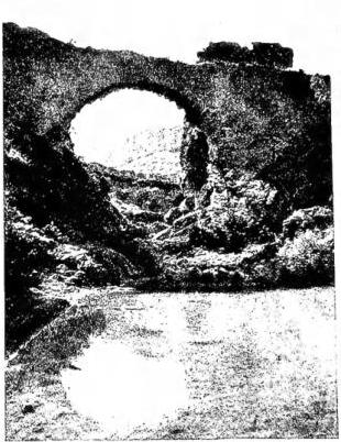 Above left: THE AQUEDUCT of Daphne at Hatay. Above right: THE SULTANAHMET; in the foreground the gate of Hagia Sophia - Constantinople. Below left: "KARATAY", Sultan-Han at Kayseri (Caesarea). Below right: GATE of the citadel of Ankara.