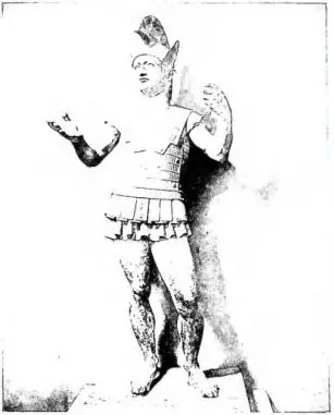 Above left: MARS OF TODI. Bronze statue of the 4th-3rd cent. B.C. On the lower front of the cuirass an Umbrian-Latin inscription with the name of the dedicator Ahal Trutitis - Vatican, Museo Gregoriano-Etrusco. Above right: MADONNA AND CHILD. Wooden group by unknown (14th cent.) - Orvieto, Museo del