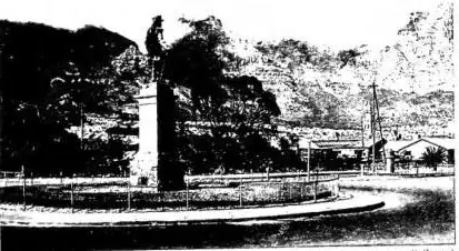 Above left: MONUMENT TO JAN VAN RIEBEECK - Cape Town. Above right: CAPE PENINSULA with the road that runs at the base of Chapman's Peak. Below left: TYPICAL VILLAGE ROAD of the Ndebele tribe, near Pretoria. Below right: VILLAGE in the Ciskei reserve.