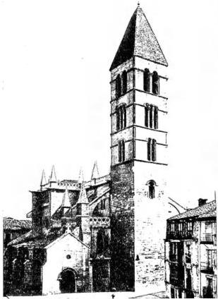 Above left: CHURCH OF THE ANTICA or of S. Maria (14th cent.) with Romanesque bell tower (12th cent.). The church is today almost completely rebuilt. Above right: FAÇADE OF THE CHURCH OF S. PAOLO due to card. Juan de Torquemada (1439-68). Below: CATHEDRAL executed on designs by Juan de Herrera (late 16th cent.). The façade is by A. Churriguera (1730).
