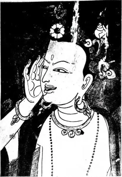 A sinistra: AFFRESCO ANTICO nella «cappella IV» del II piano del tempio Kum-hum di Gyantse. A destra: RUOTA DELLA VITA, tela di tipo tibetano eseguita dal pittore contemporaneo Rig-zin di Gangtok.