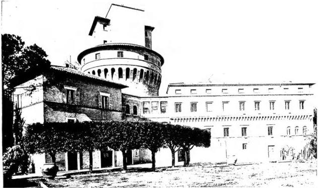 Above: SEAT OF THE VATICAN RADIO STATION. Below: VATICAN RADIO STATION: Central control room, with direct view of 2 studios and 2 booths, equipped with recorders.