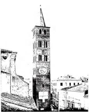 Above left: TOWER OF THE TRIVIUM, completed in 1353 - Velletri. Above right: LANCELLOTTI PALACE NOW GINNETTI, architect Martino Longhi the Elder (16th cent.) - Velletri. Below: THE LAKE and remains of the medieval city of Ninfa.
